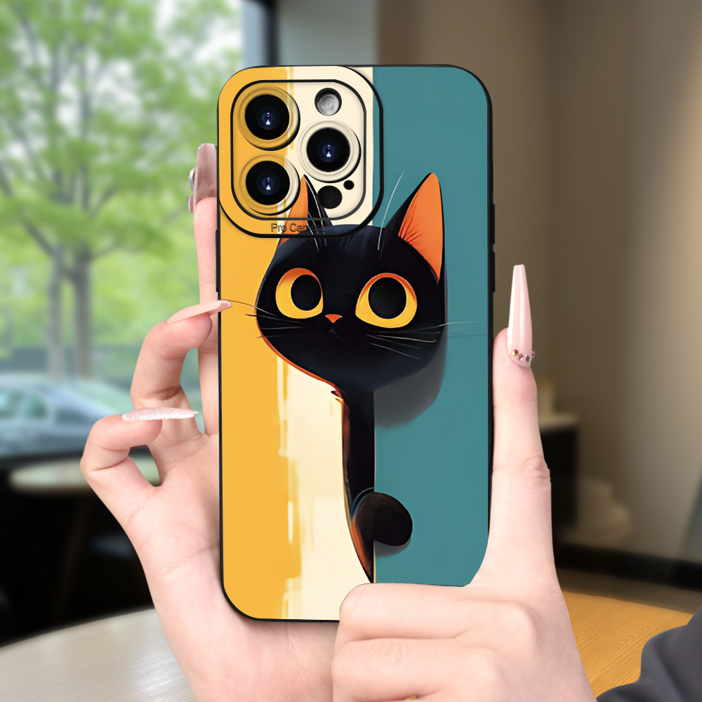 TEMU Phone Case: Creative And Cute Cat Pattern Trendy Matte Texture Drop-proof Phone Case For Iphone