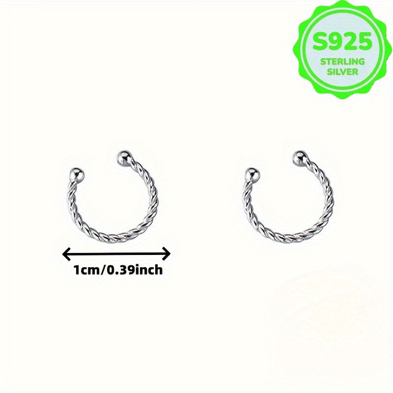 2 Women'S Twisted Ear Cuffs Silvery Style No Piercing Required