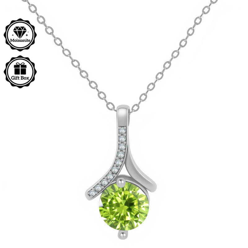 1 Carat Moissanite Pendant Necklace with Adjustable Length