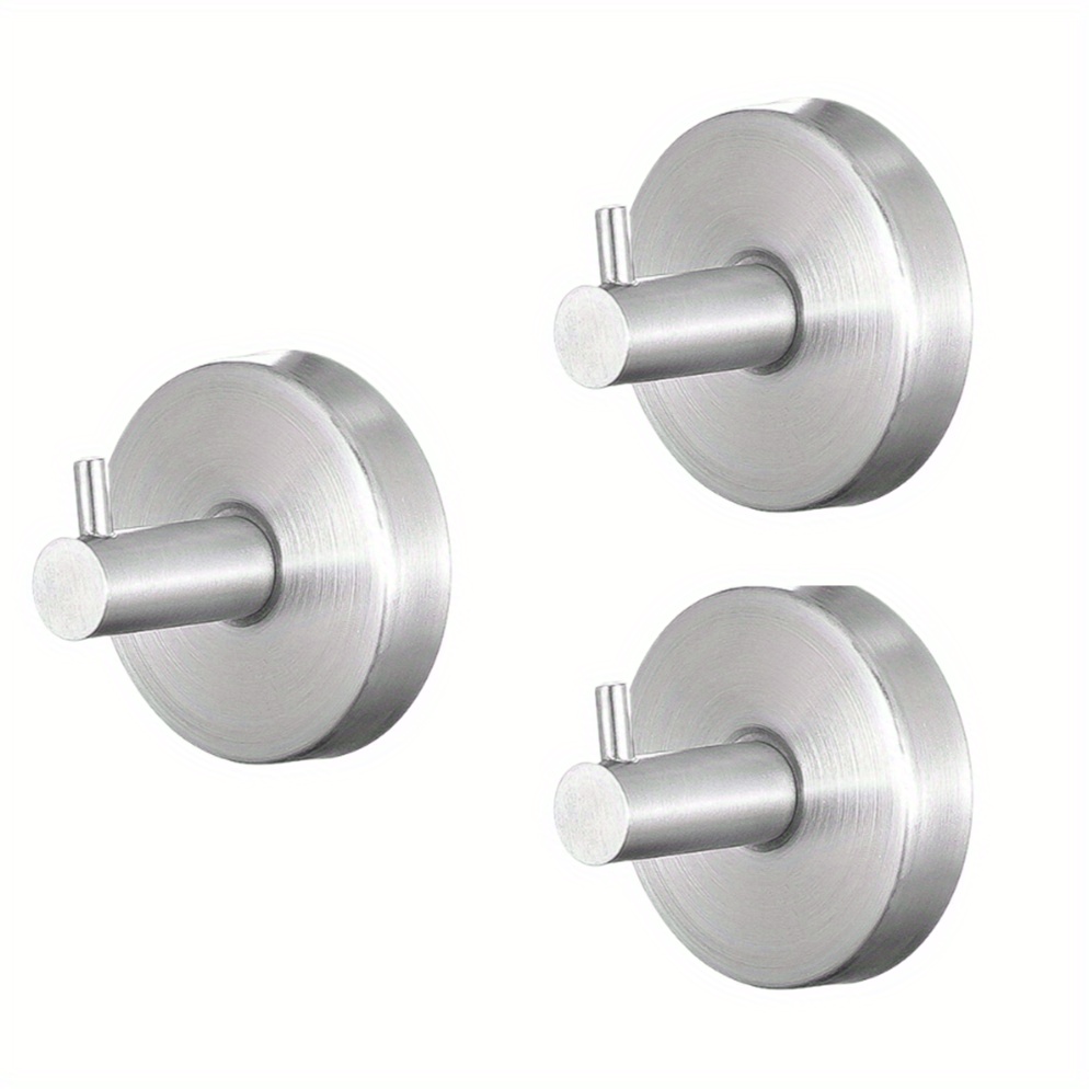 TEMU 3 Stainless Steel Suction Cup Hooks - No Drilling Required, Residue-free Wall Installation, Suitable For Kitchen And Bathroom Towels, Clothes,