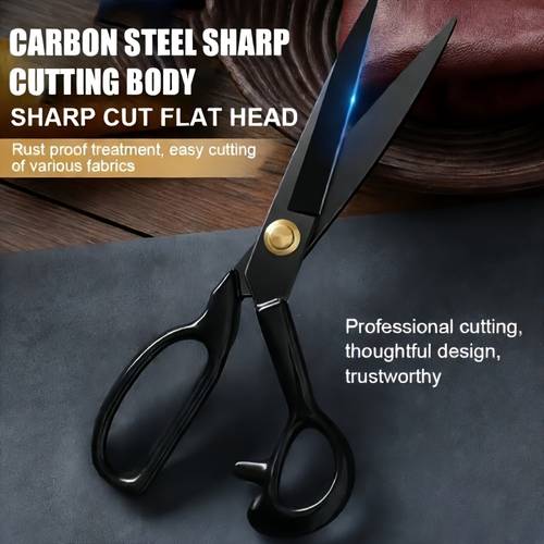 black handle carbon steel sharp heavy duty tailor scissors suitable for fabric leather crafts ergonomic handle ideal for sewing trimming office christmas perfect gift sewing supplies additions