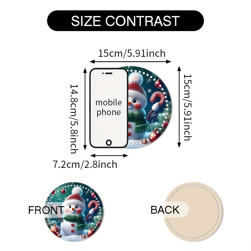 TEMU Decorative Hanging 2pcs/home Decoration. Christmas Snowman Hanging Decoration, 2d Printed Round Woven Bag Base, Handmade Creative Diy Unfinished