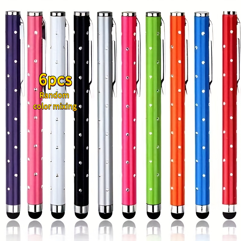 TEMU Penna stilo con strass da 6 pezzi per touch - Matita capacitiva universale per tablet Apple, Samsung e , penne da disegno e regali a colori