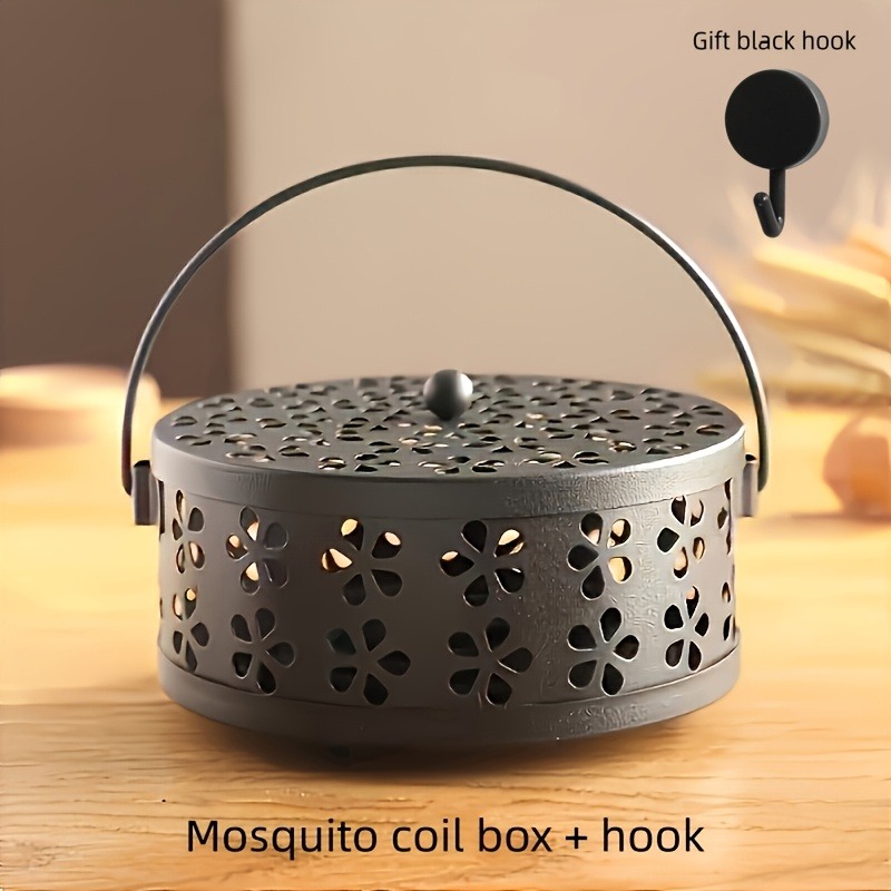 TEMU 2pcs Metal Coil Holder Set With Hook, Outdoor Incense Tray, Random Color