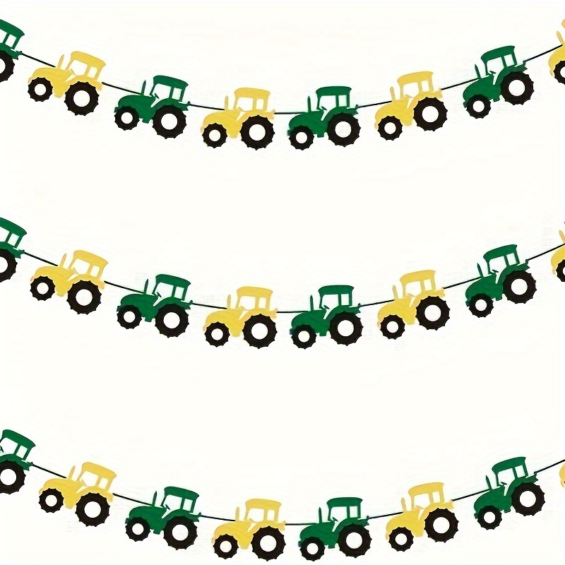 Image of 1pc, Tractor Bunting Felt Banner For Party Decoration, Ideal For Birthday Celebrations And Tractor-themed Party Supplies