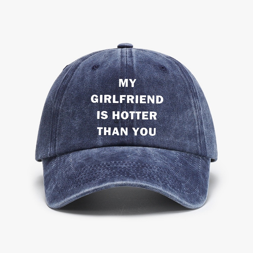 TEMU "my Girlfriend Is Than You" Funny Baseball Cap - Distressed Boyfriend Gift Suitable For Valentines, Lightweight Retro Hat With Humorous, Casual