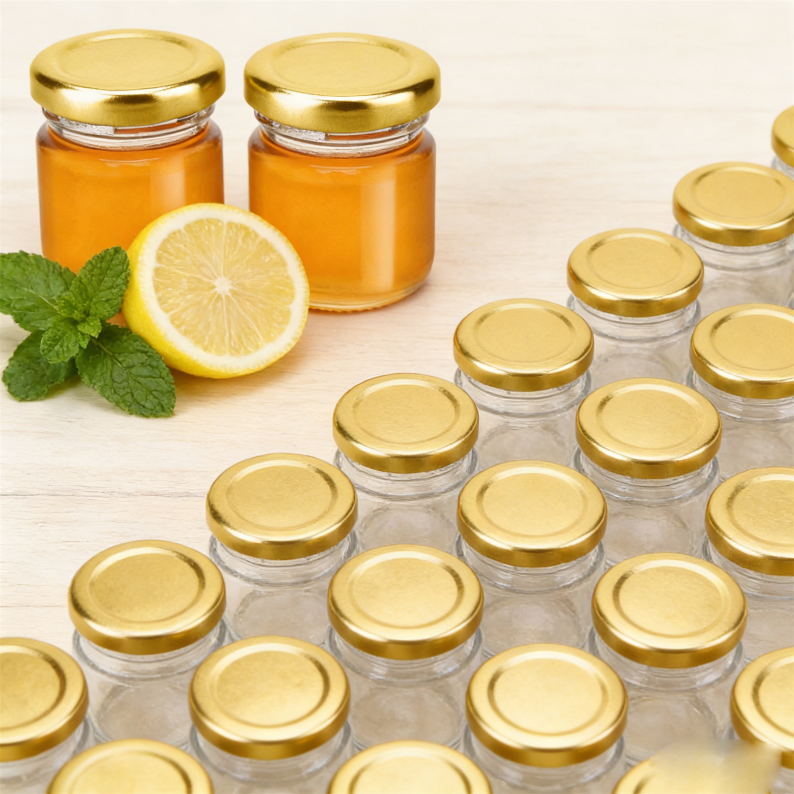 TEMU Set Of 24 Small Glass Jars With Lids, Each Holding 50ml, Various Uses Like Honey, Jam, Sauces, Wedding Gifts, Projects, And More. Jars Do Not