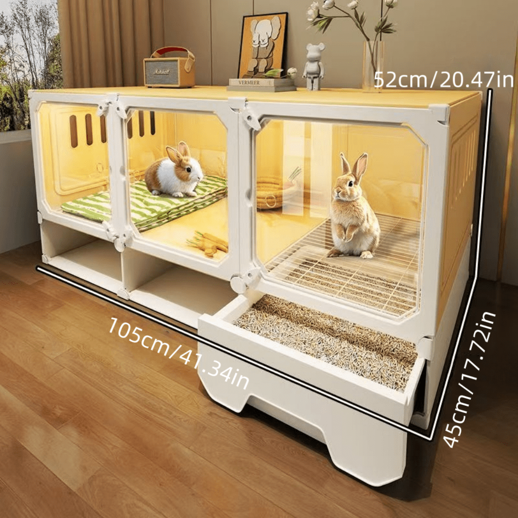 премиум кафез за зајаци, дишечки задебелени панели и лесен за чистење извлечен послужавник, повеќеделен хабитат за зајаци, порове, морски прасиња, за внатрешна употреба Детали за производот 2
