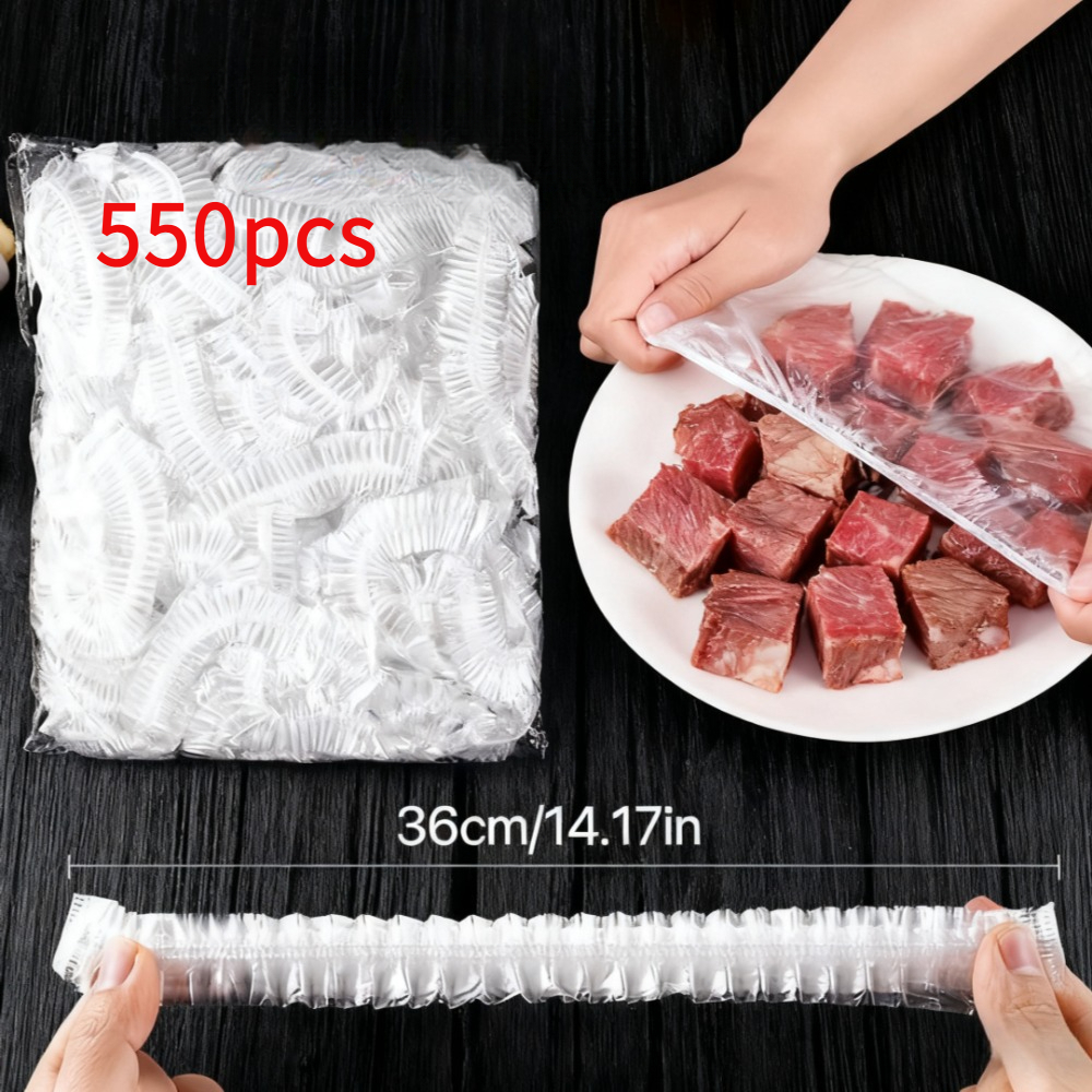 550pcs plastic food covers heavy duty round   disposable fresh keeping wraps individually packaged plate and bowl bags bulk v pack for parties lunches picnics catering fresh keeping film commercial fresh keeping film