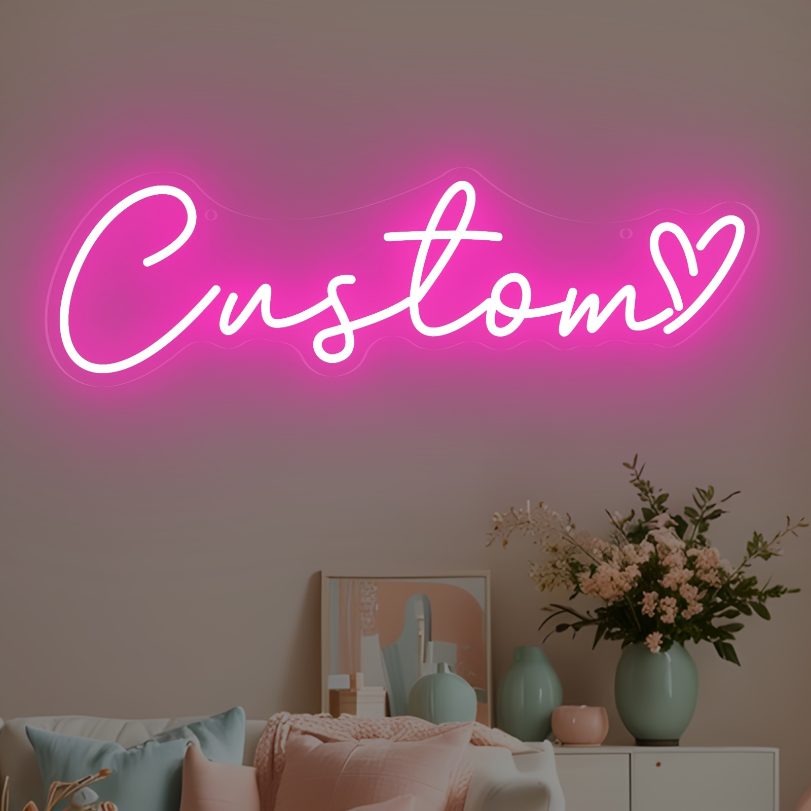 TEMU [custom] Custom Led Love Neon Lights, Perfect For Weddings, Anniveraries, Birthdays, And Home Decor - Ideal For Valentine's Day And Mother's Day