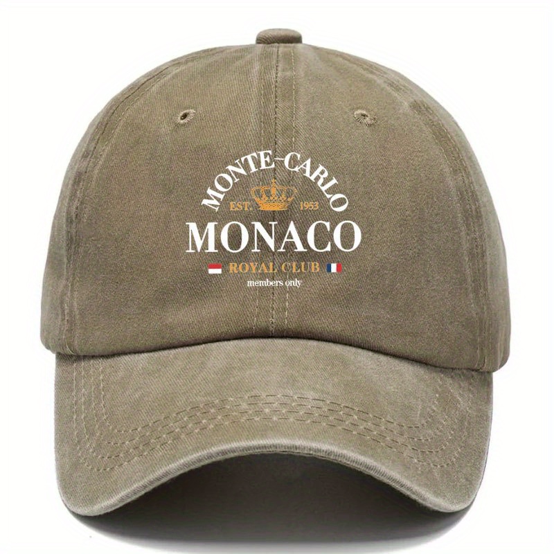 Vintage-Style Adjustable Baseball Cap with "MONACO" Print