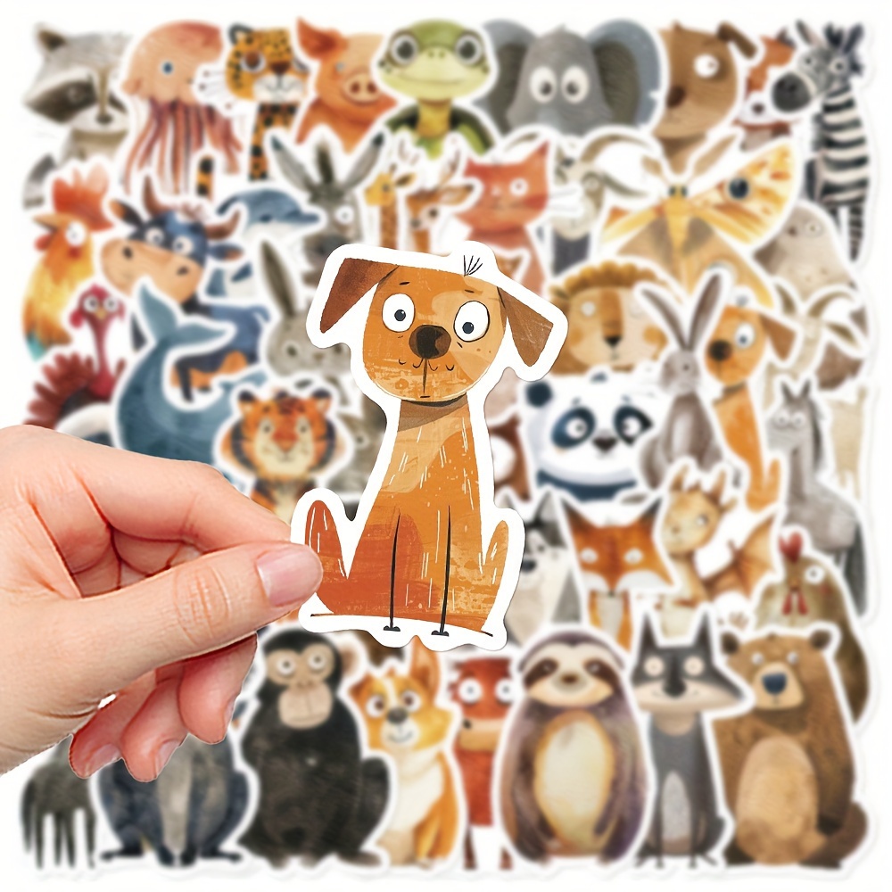 50pcs Watercolor Forest Animal Sticker Set Cartoon Wildlife Stickers For Roller Skating And Cycling Cycling Stickers And Decals