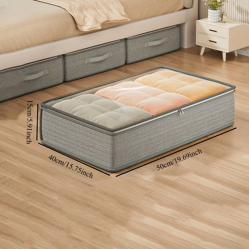 TEMU 1pc Large Size Underbed Storage Box With Handle, Stackable Durable Non-woven Fabric Clothing Organizer, Space- Multifunctional Storage Solution,