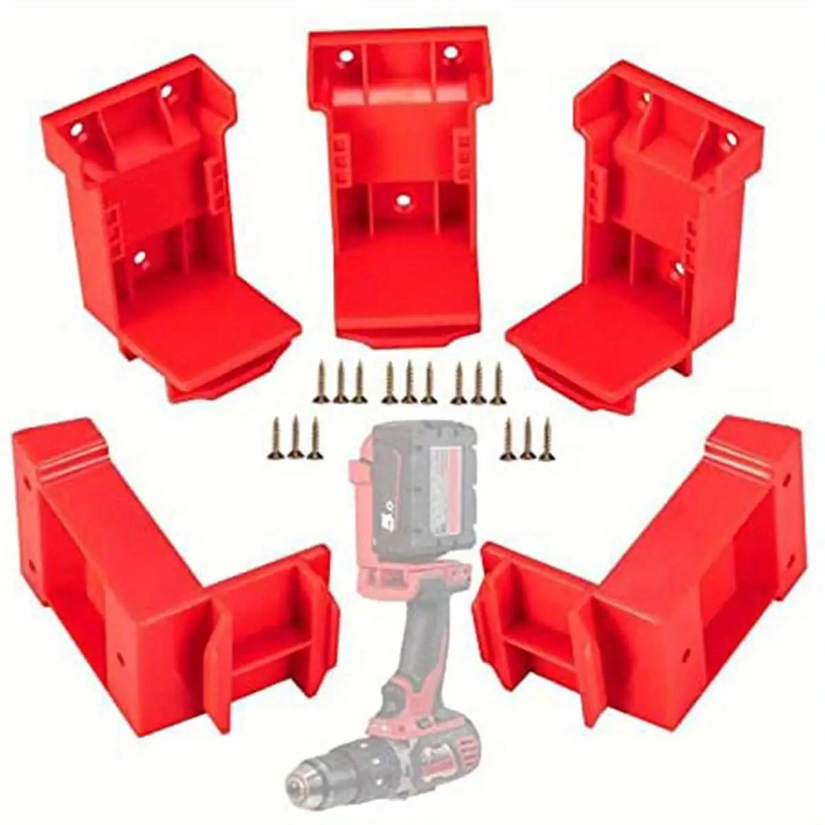 TEMU 5pcs Heavy-duty Plastic Tool Mount Holder Compatible For Electric Tools & - Wall/mountable Battery Dock With Screws, Durable Power Tool Hanger
