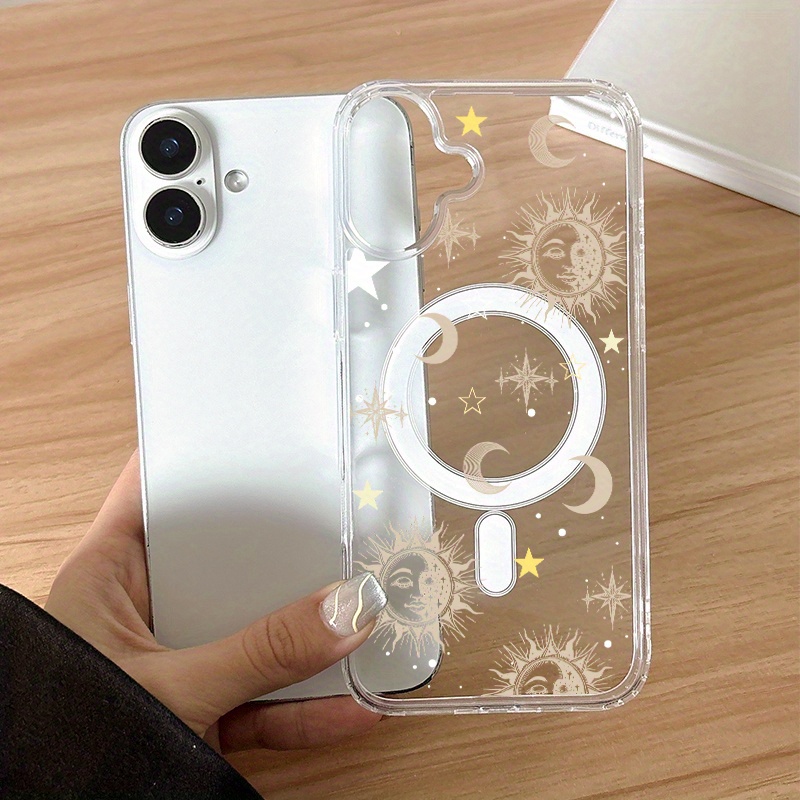 TEMU Phone Case - 1 Pack Of A Stylish Phone Case Featuring And Moon Design, Designed To Be Shockproof And Magnetic, Compatible With The For Iphone 17