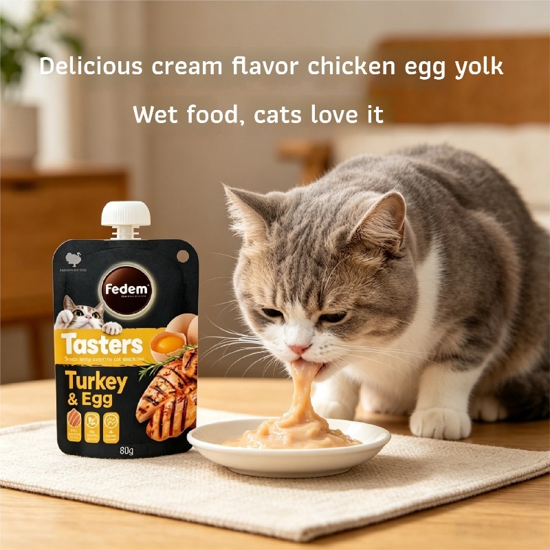 80g butter flavored turkey and egg yolk wet grain bag 90 moisture genuine high quality turkey protein resealable lid   beneficial for   portable   suitable for cats and dogs   by picky   Product details 3