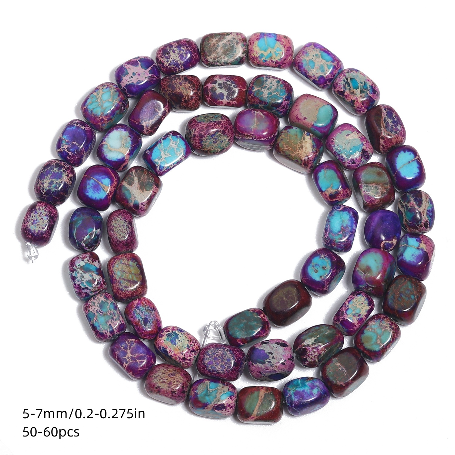 TEMU Cuentas sueltas irregulares de sedimentario de 5-7 mm de piedra natural azul y , para hacer joyas DIY, pulseras elegantes, collares, aretes,