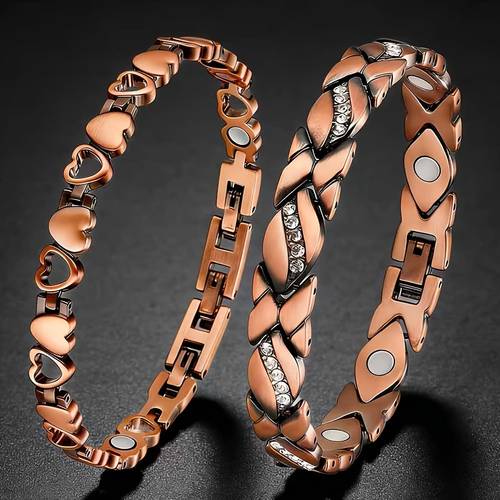 2pcs womens copper magnetic bracelets with 99 9 pure copper magnets exquisite gift