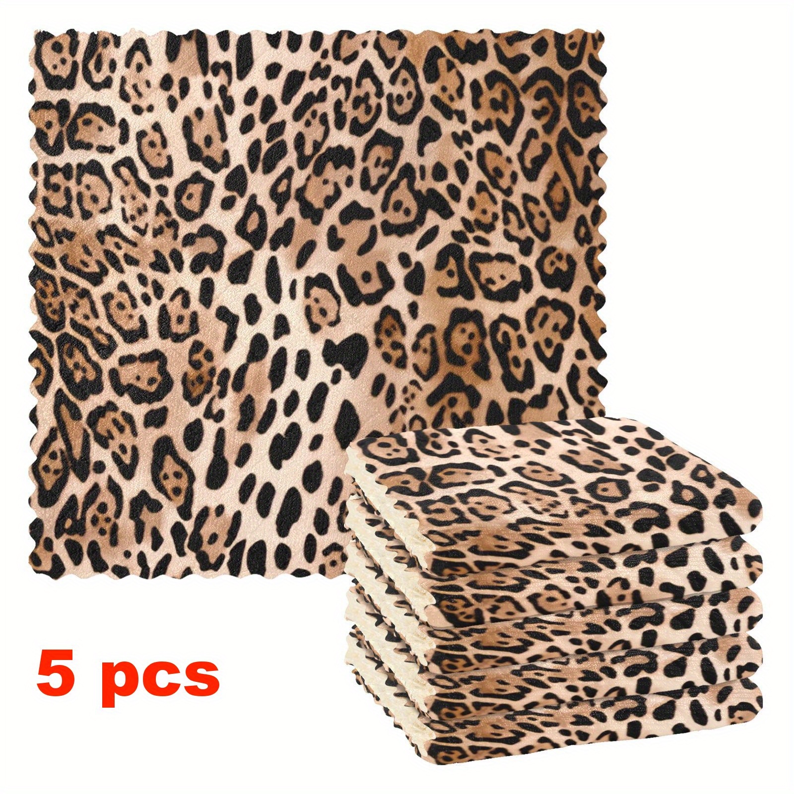 E-shop Set mit 2/5/8 Küchentüchern mit Leopardenmuster, wiederverwendbare Reinigungstücher aus ultrafiner Mikrofaser, hoch saugfähig und leicht zu