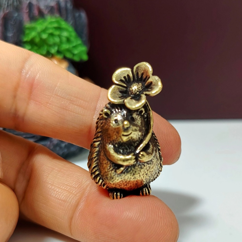 E-shop Kreative florale Igel-Tischdeko Ornament - Messing Art Deco Geschenk für Zuhause, Auto, Firma, Tee und Tee-, Ostern, Weihnachten, Valentinstag