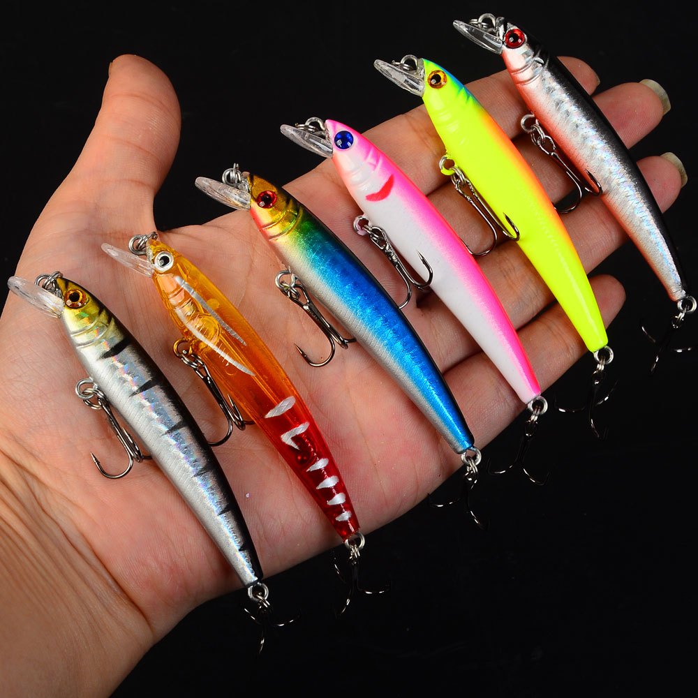 TEMU 6pcs Slow-sinking Long-cast Sinking Minnow Lure Set For Saltwater Fishing, Pike-mouth , Sea , , And Catfish, Artificial Baits
