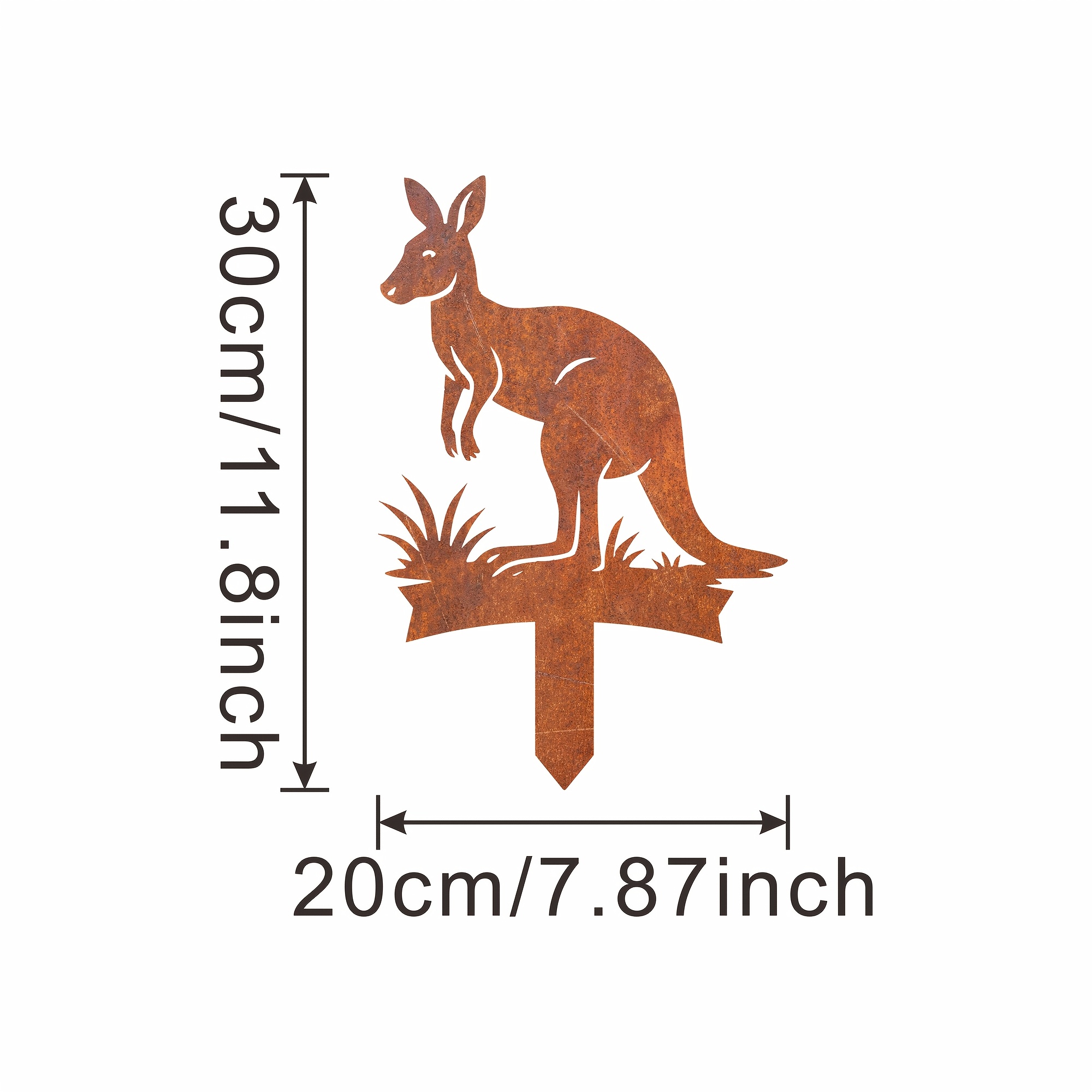 TEMU 2d Flat - 【2d Flat】 2d Flat - [2d Flat] A 2d Flat Design Featuring A Rusty Acrylic Garden Sign With A Kangaroo, Complete With A Stake For