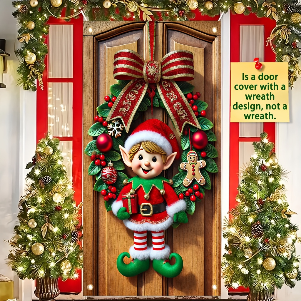 

[1pc Christmas Elf ] Christmas Elf Decoration - Polyester Hanging , 35x70 , Decor, No Required, Featherless, For And