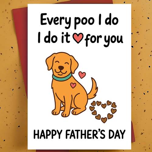 1pc funny fathers day greeting card for dad dog loving father cartoon dog heart hand drawn illustration humorous card with envelope