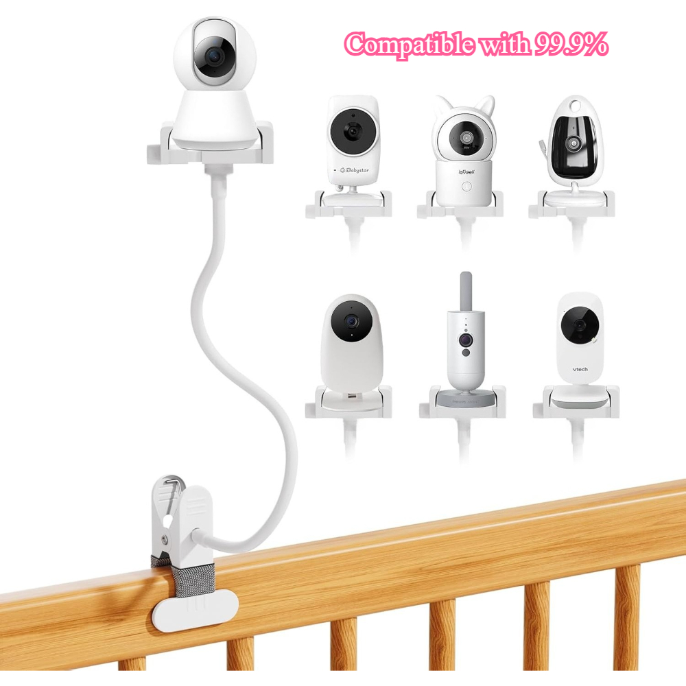 Fleksibilno držalo za otroški monitor, univerzalno držalo z gosjim vratom, združljivo z Hellobaby HB6550/HB65/HB66/HB6560, varna sponka in 1/