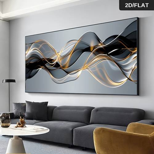 2d flat 1pc large modern abstract canvas art print with black and golden texture design framed wall decor for living room bedroom or hallway pine wood canvas painting
