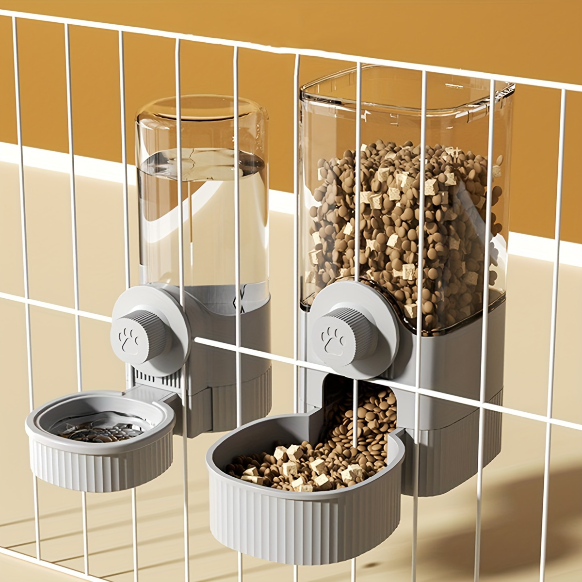 

Large Capacity Gravity-fed Automatic Pet Food And Water Dispenser Set With Cage Bowl, Hanging Design, Dog, Feeding Machine