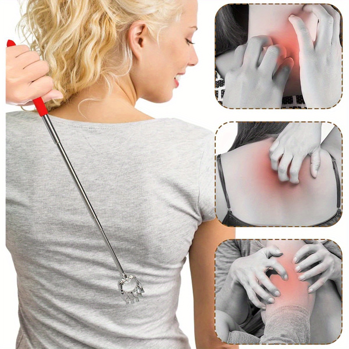 3pcs telescopic back scratcher with extendable shaft heavy duty   massager for back neck shoulder ideal gift for men women dad compact portable for   spa use birthday christmas fathers day present massagers for neck and back metallic   sturdy construction Product details 6