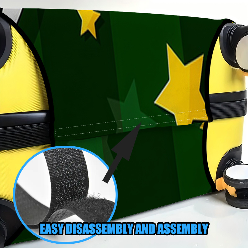 Green Base Football & Yellow Star Pattern Luggage Set with Travel Bag