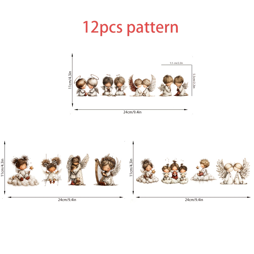 Image of 12 Cute Dtf Stickers, Suitable Glass Cups, Mugs, Packaging Boxes, And Other Surfaces, Holiday Decoration, Decoration, Crafts