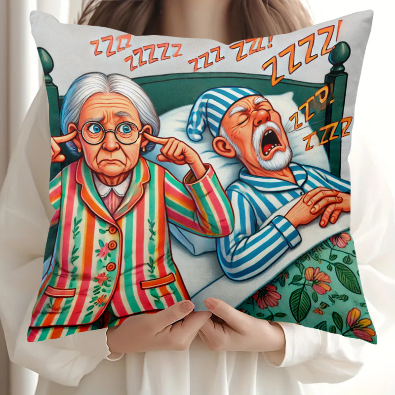 

Grandma Snore- Decorative Pillow Cover - Soft, Zippered Polyester Cushion Case For Bed & Sofa, Machine Washable, Allergy-friendly (double-sided Print, No Insert), Chair, Holiday Decoration