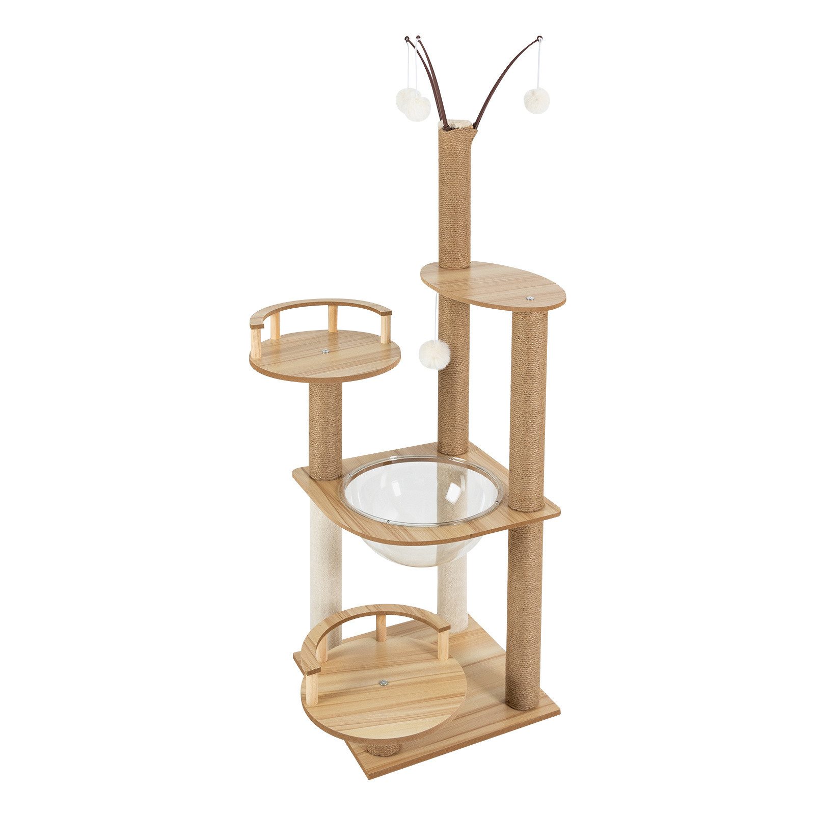 Contemporary Climbing Structure For House Cats - A Play Area Featuring Scratching Posts, Dangling Toys, And A Comfortable - And , Supports Up To 17.64