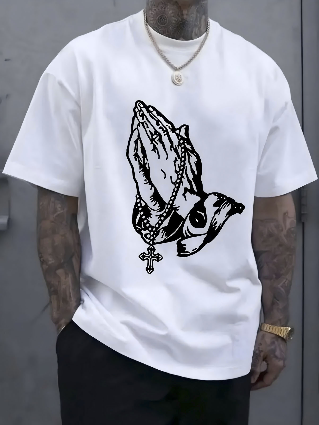 Men's Fashion Round Collar Long Sleeve Loose T-shirt Youth