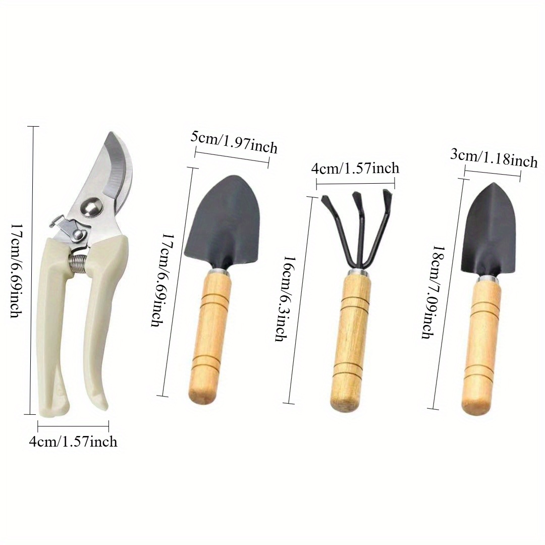 gardening tool set 4pcs pack   pruning shears shovels rakes and trowels for planting and weeding ergonomic wooden       and balcony