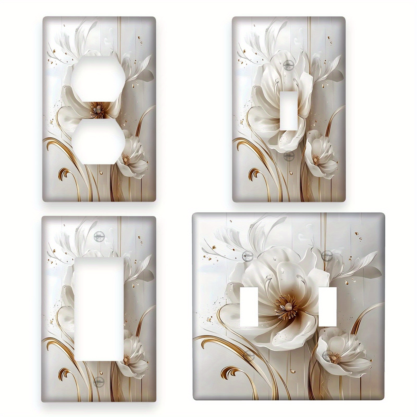 

Elegant Golden Floral Light For Switch Cover - 1 Gang, Decorative Wall Plate For Kitchen, Bathroom, Bedroom, Living Room