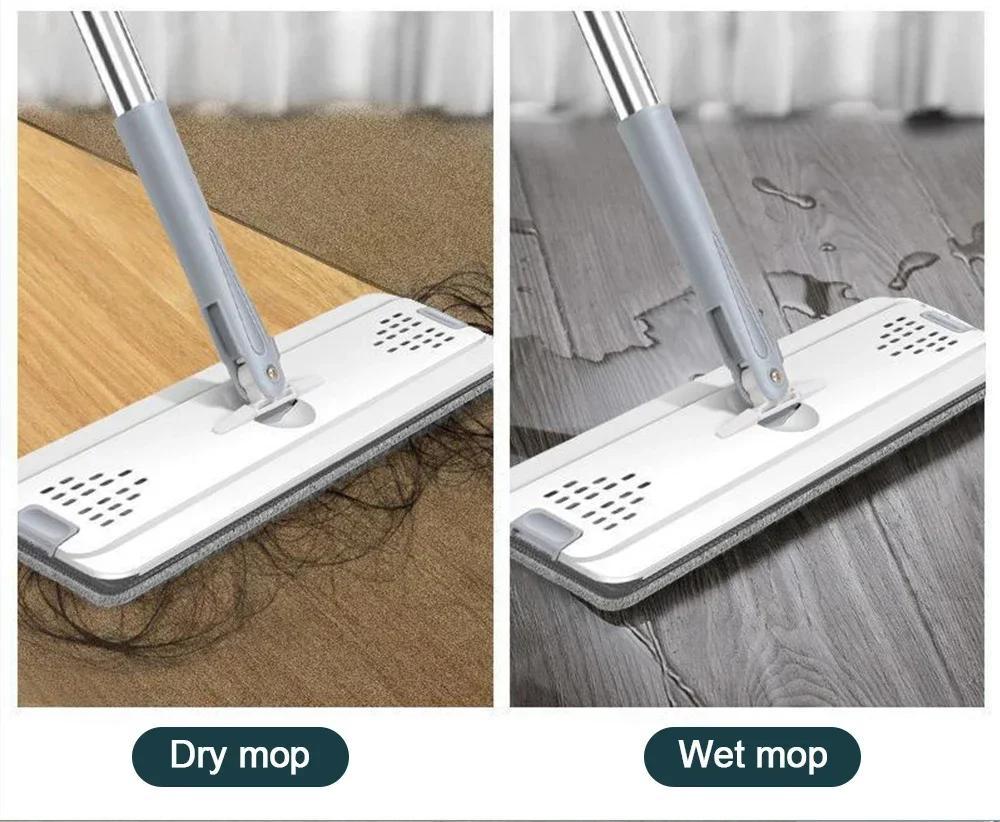 microfiber flat floor mop with   bucket   washing quick     reusable pads plastic details 7