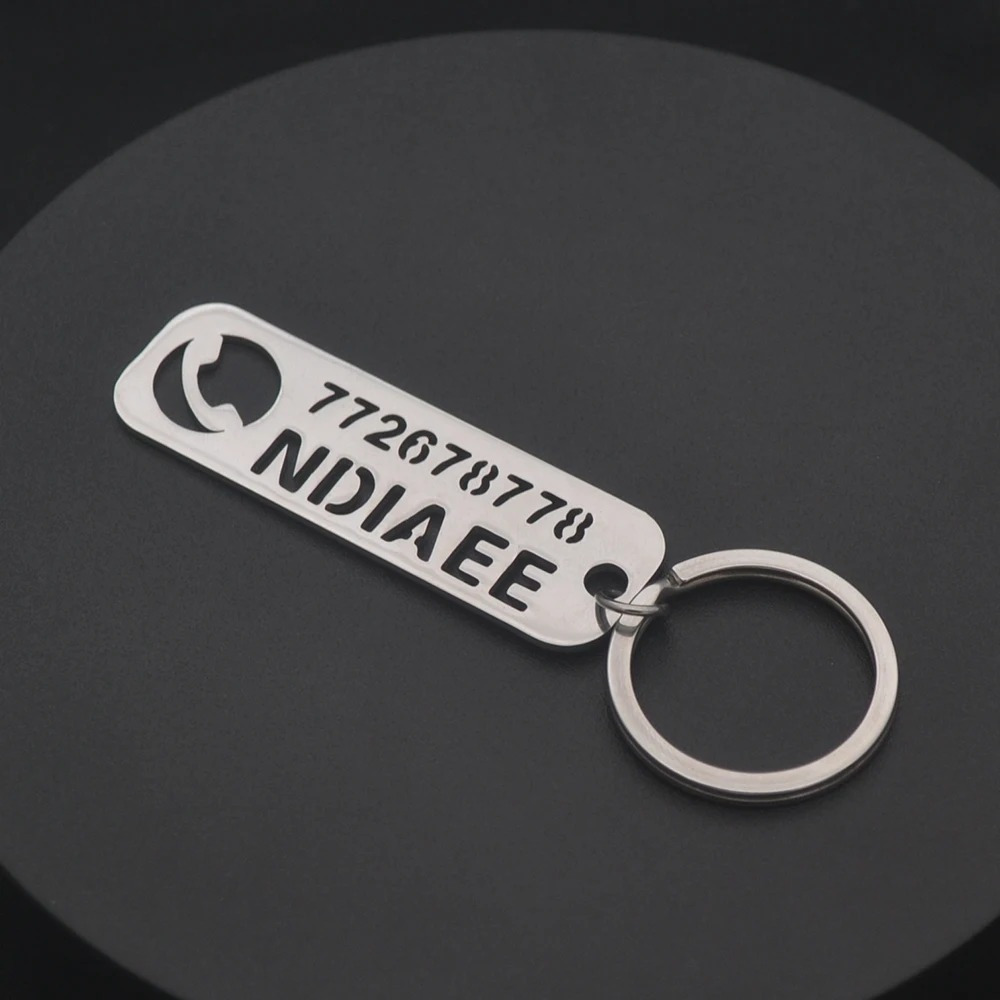 TEMU 1pc Custom 2026 Stainless Steel Keychain, Printed And Phone Number To Prevent Loss, With Car Logo And Company, Personalized Tag Suitable For