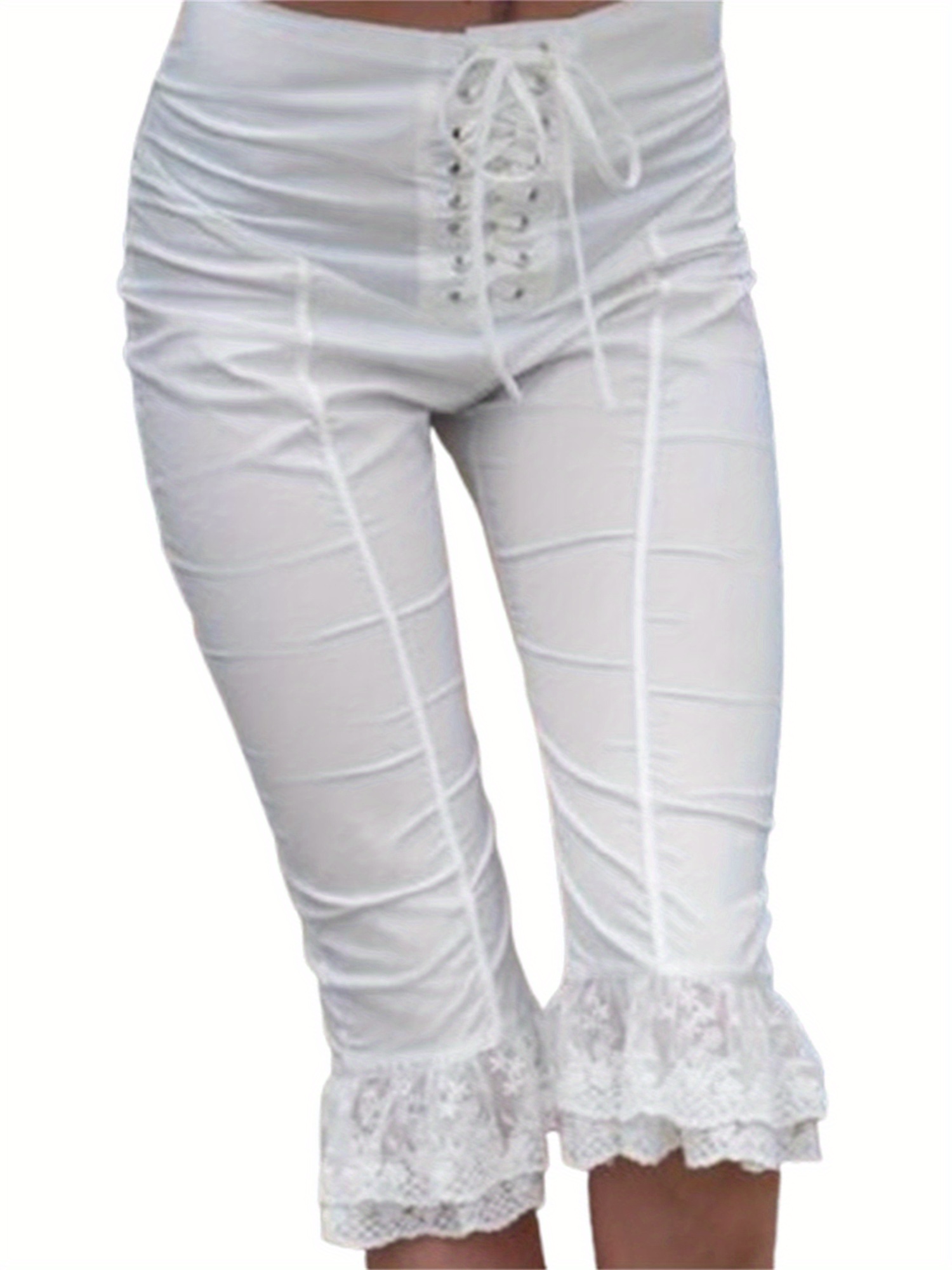 【MARGARIN FINGERS】25ss LACE CAPRI PANTS Amazon.com: Womens Lace Capris Pants Elastic High Waisted