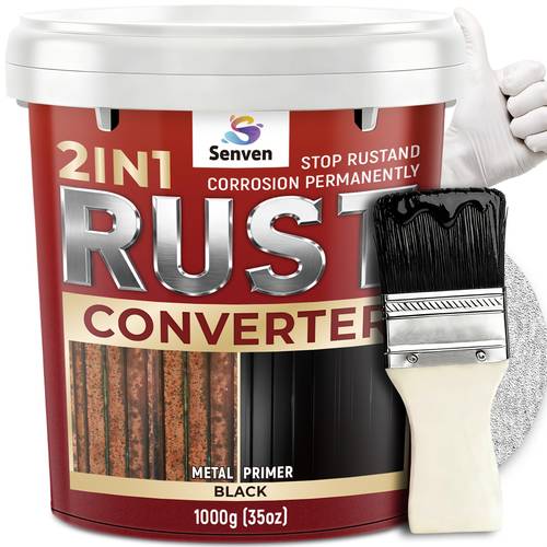 2in 1 Rust Converter & Metal Primer Black Paint for Metal, Trailer, Truck Frame, Car Chassis, Automotive Rust & , Heat Rust Black Paint for Metal