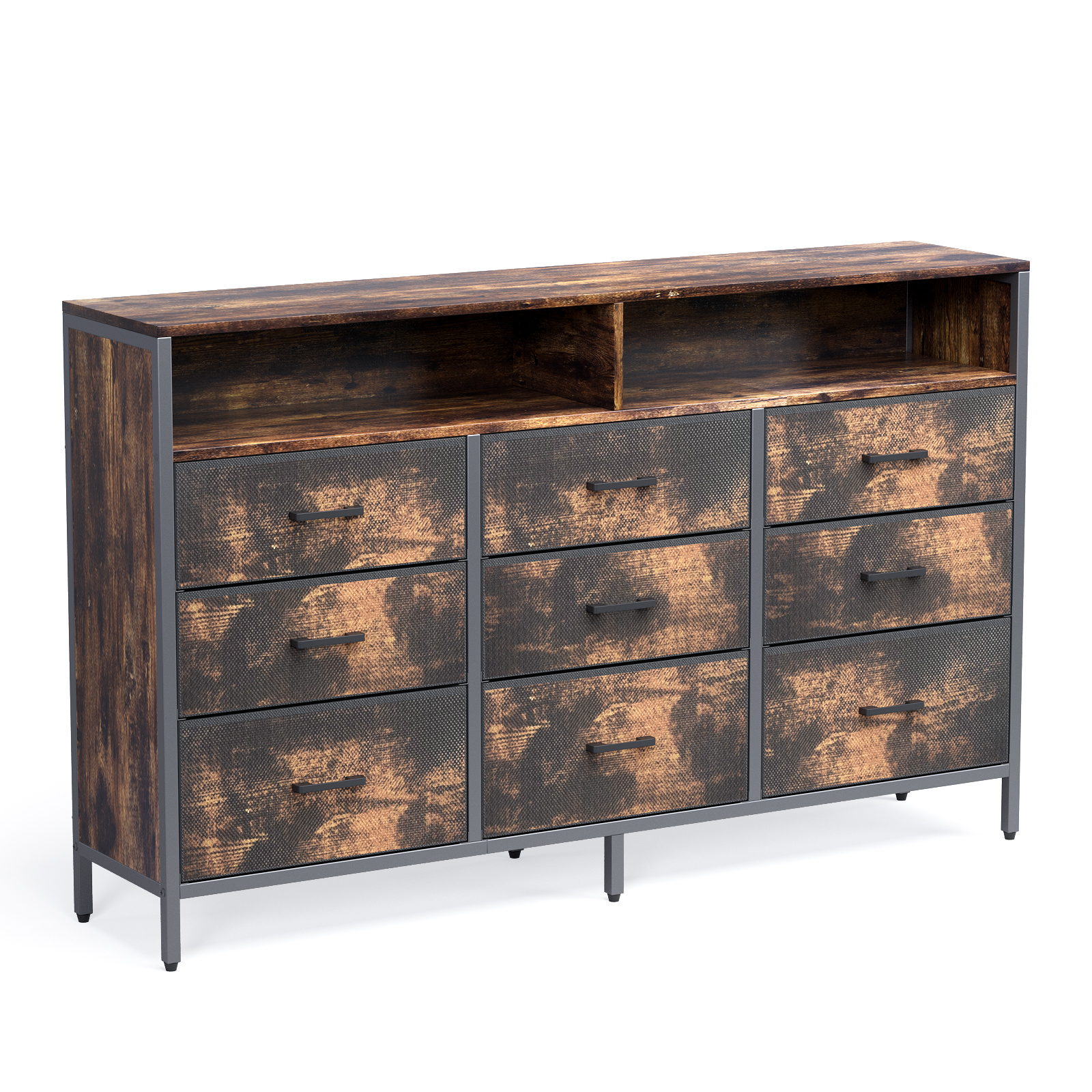 Fabric Dressing Table With A Sturdy , Featuring 9 Drawers And An Open Shelf, Suitable For Bedrooms, Storage Space In A Color
