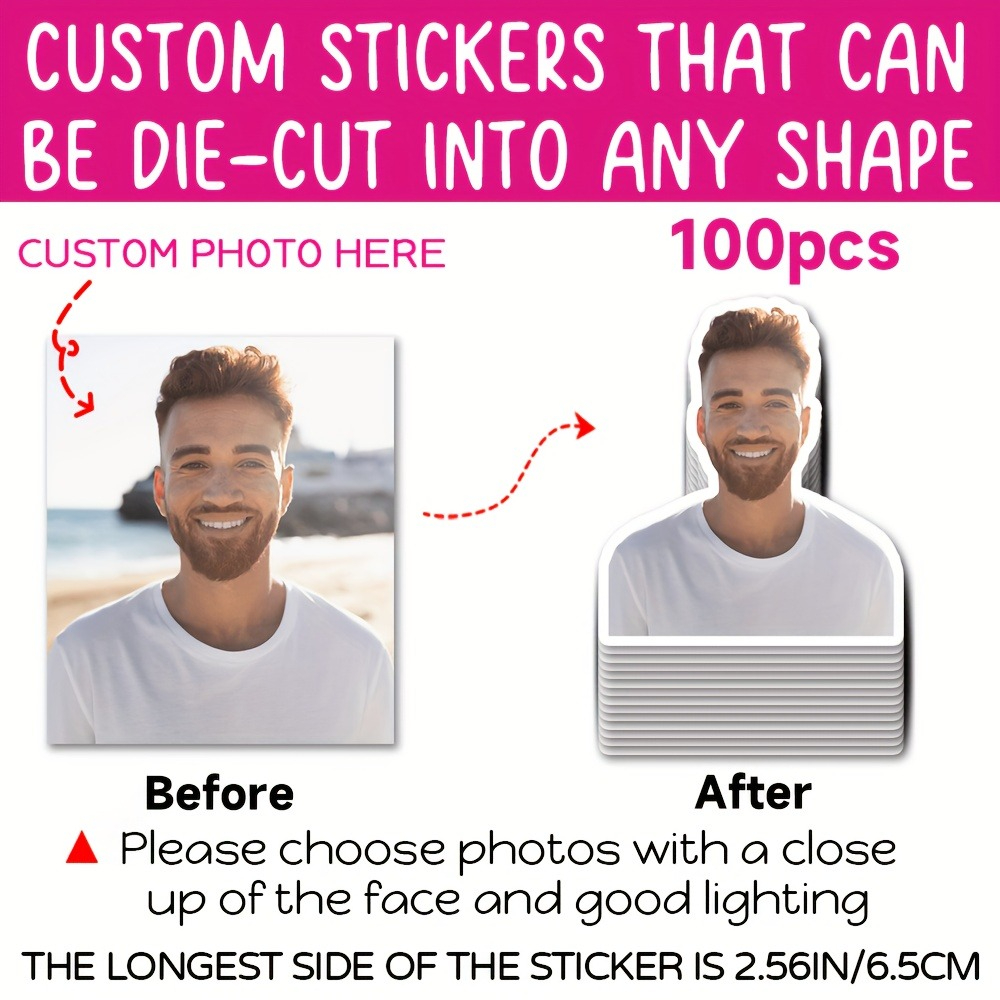 Image of 50-500pcs Custom Die-cut Stickers - Personalize With Or Photo, 2.56 Inches X 6.5cm - Suitable For Special Occasions, Personalized Gifts, And Customizing For , High Quality Stickers. Multiple Sizes