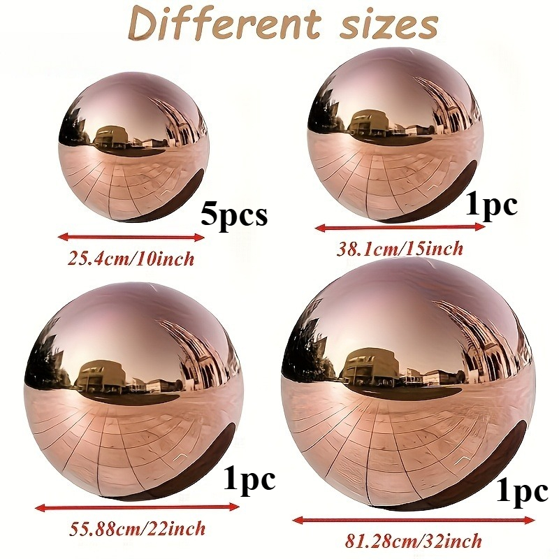 TEMU Lot de 8 pièces : 25,4 cm + 38,1 cm + 55,88 cm + 81,28 cm Ballons Gonflables Réfléchissants en Feuille Or Rose - Boules Disco Réutilisables,