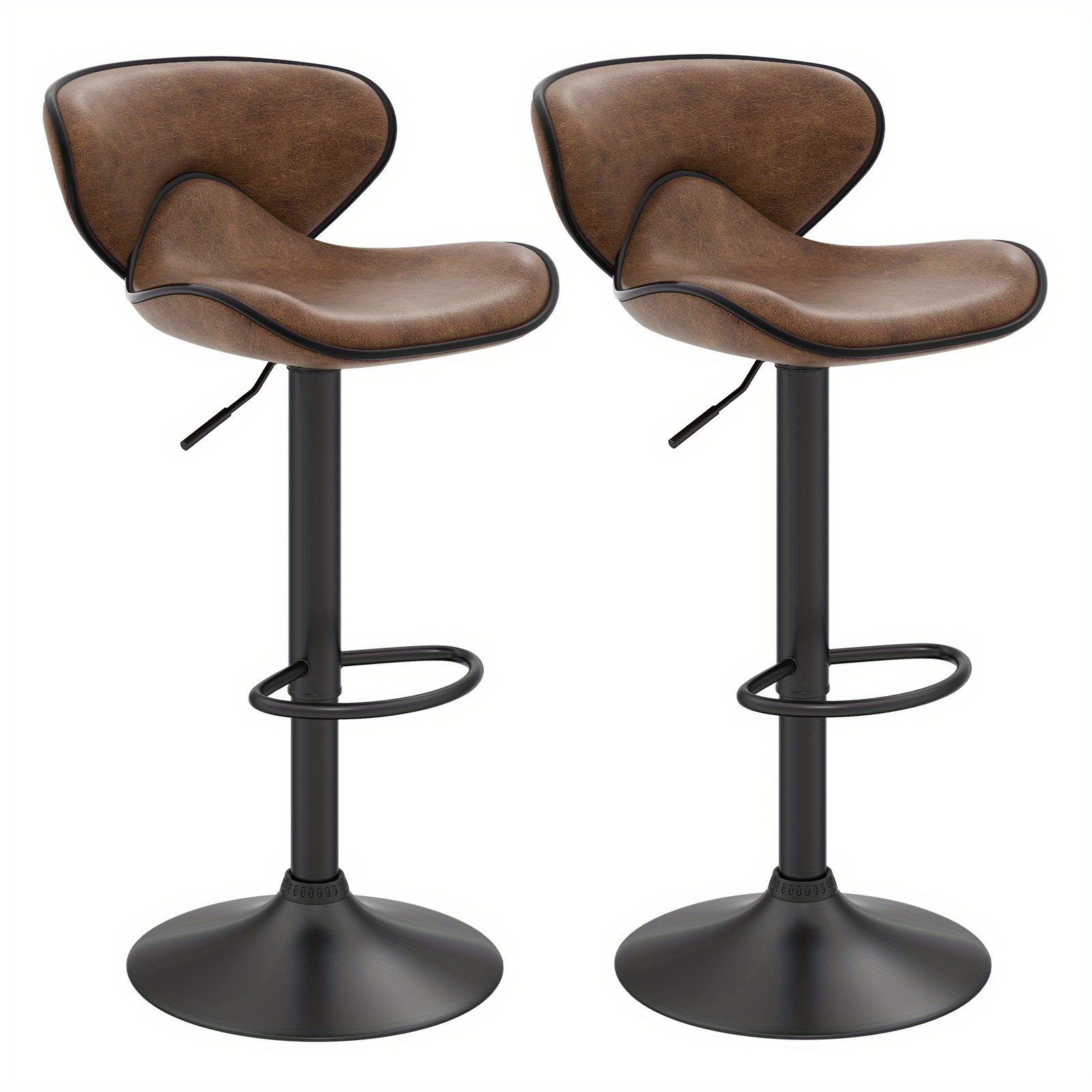 Height-adjustable Bar Stools, Upholstered Bar Chair W/ Backrest, Metal Frame Kitchen Chairs, 360°swivel Dining Room Breakfast Chairs Set