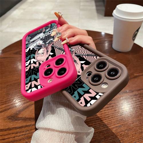 phone case anime pink haired glasses girl printed tpu soft case shockproof anti slip full cover phone case compatible with iphone 11 12 13 17 pro max for daily