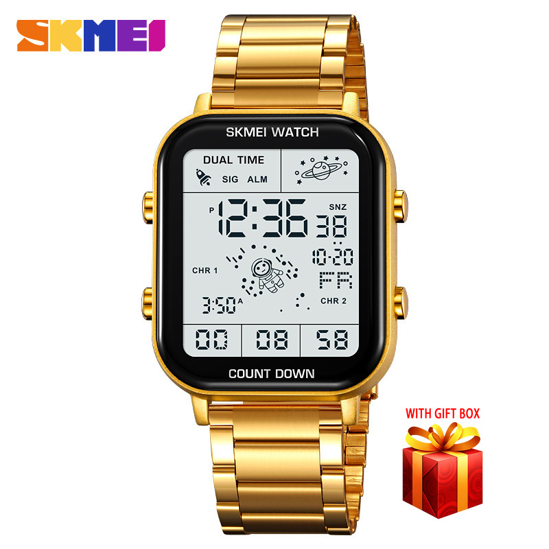 TEMU Reloj de muñeca de moda para hombre con esfera rectangular grande con de astronauta, cronógrafo con alarma de zona horaria, función de y función