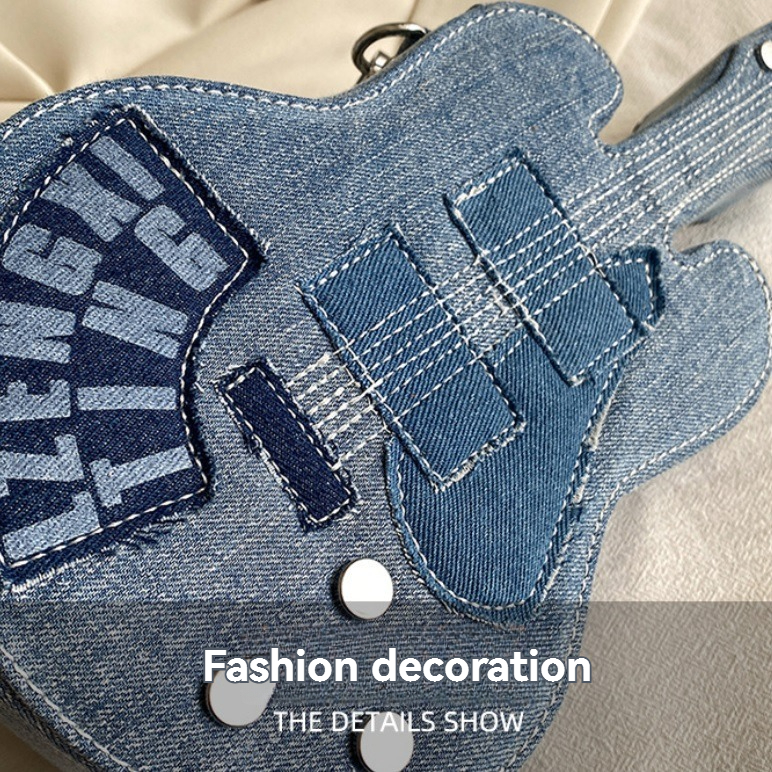 1pc womens punk rock guitar shaped crossbody bag suitable for music lovers detachable strap zipper closure rock tote for concerts casual outfits hand washable Product details 3